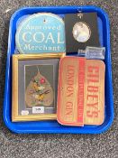 A tray of glass bottle, portrait miniature,