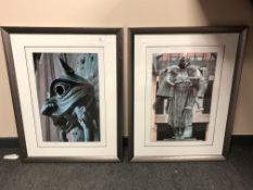 Two photographic prints depicting bronze sculpture, each 37 cm x 57 cm.
