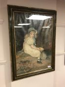 A chromolithographic print depicting a child under a tree, 44cm x 63cm.