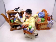 A tray of three Ringtons novelty teapots