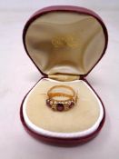 A lady's gold and amethyst ring (hallmarks rubbed).