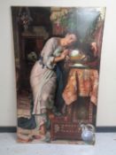 After William Holman Hunt : Isabella and the pot of Basil, print mounted on card (height 152cm).