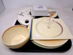 A tray containing Shelley butter dish and cover,