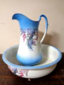 A Burslem pottery wash jug and basin.