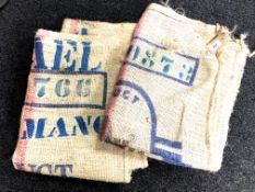 Two Hessian coffee sacks.