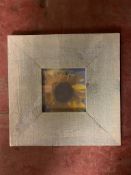 Three crates containing a total of 30 Fotolijst blue wood finish photo frames, 10 cm x 10 cm,