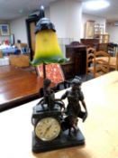 An Art Nouveau style lamp/clock.