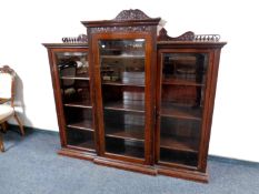 A 19th century mahogany three door breakfront bookcase.