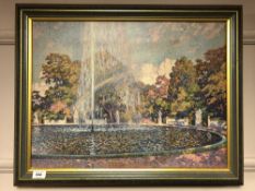 An Artagraph Edition on canvas : Trees by a fountain,