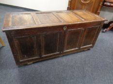A George III panelled oak coffer (length 138cm).