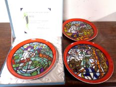Three Poole pottery medieval calendar plates.