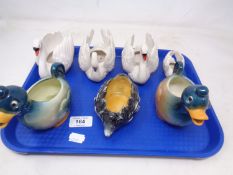 A tray of Goebel bird and hedgehog figures.