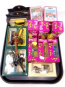 A tray of Rington's and other die cast vehicles, Top Trumps cards etc.