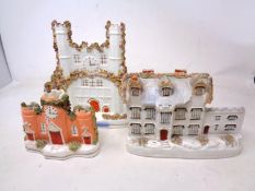 Three Staffordshire flatback figures.