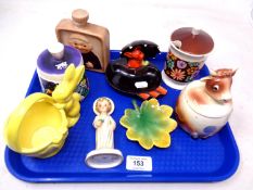 A tray containing Goebel china preserve pots, ash tray etc.