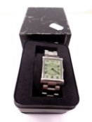 A boxed gent's stainless steel Emporio Armani wristwatch.