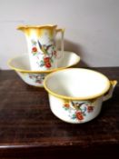 A Newhall pottery three piece wash set.