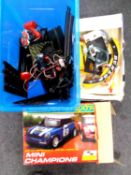 Two Scalextric sets (AF) together with a further box containing track, handsets etc.