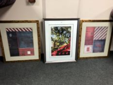 A pair of abstract prints,