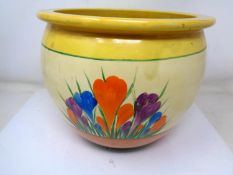 A Newport pottery Bizarre Crocus pattern Jardiniere, design by Clarice Cliff.