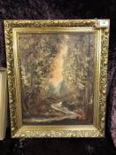 Thomas Heads : A River Running Through a Wooded Valley, oil on bpard, signed, 50 cm x 39 cm, framed.