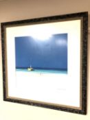 John Horsewell (born 1956- ) : Lone Boat on the Beach, gouache, signed,