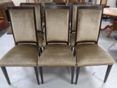 A set of six contemporary high backed dining chairs in brown dralon