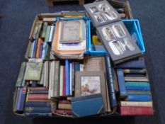 A pallet containing antique and later books including reference, novels, sheet music,
