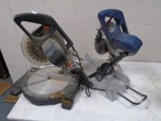 Two electric chop saws, Powercraft and Challenge.