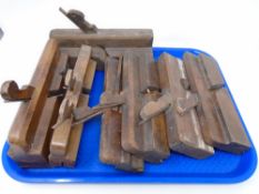 A tray containing a collection of moulding planes.