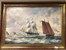 After Roy Cross : Coming in on a full swell, colour print,