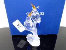 A Swarovski crystal ornament, malachite kingfishers.