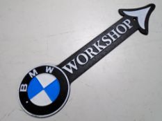 A cast iron wall plaque, BMW workshop.