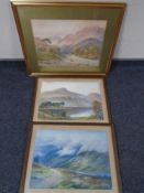 Three watercolour landscapes by Baker