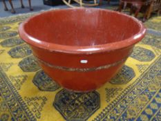 A bamboo lacquered planter.