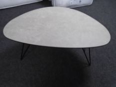 A mid century pebble coffee table on hair-pin legs