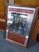 A Three Horseman advertising mirror, framed.