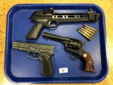 A Umarex Browning 8mm blank firing pistol, a part-crossbow pistol,