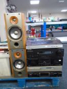 An Ariston Acoustics ATT-420 turntable together with a Cambridge Audio AV receiver and CD player,