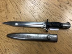 A British L1A3 bayonet in steel scabbard