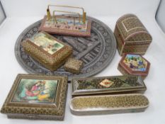 A quantity of Indo-Persian trinket boxes, pen boxes,