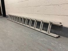 An aluminium extension ladder