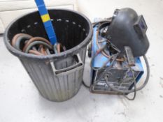 A Clark Weld 140e mk2 welder with hoses, welding rods and face mask.