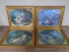 A set of four Renaissance style prints depicting the four seasons, in gilt frames.