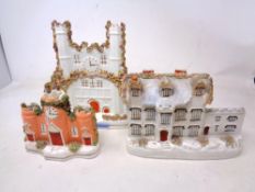 Three Staffordshire flatback figures.