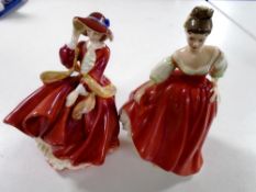 Two Royal Doulton figures, Fair Lady HN2832 and Top O' the Hill HN1834.