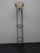 A Marks and Spencers Art Deco style metal uplighter with shade