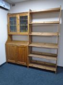 An IKEA pine dresser together with a set of IKEA pine open bookshelves.