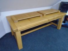 A good quality contemporary light-oak refectory dining table with two leaves 78 cm x 221 cm x 100