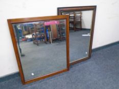 An Edwardian mahogany mirror together with a further contemporary mirror.